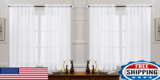 White Sheer Tulle Curtains - 4 Panels, 63" Long, Rod Pocket, Bedroom Set