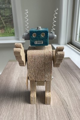 Recycled Repurposed Cardboard Robot Rika Toy Figure Art New With Tags