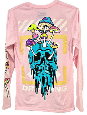 Fresh Laundry Psychedelic Mushroom Skull Dripping Long Sleeve Size Small