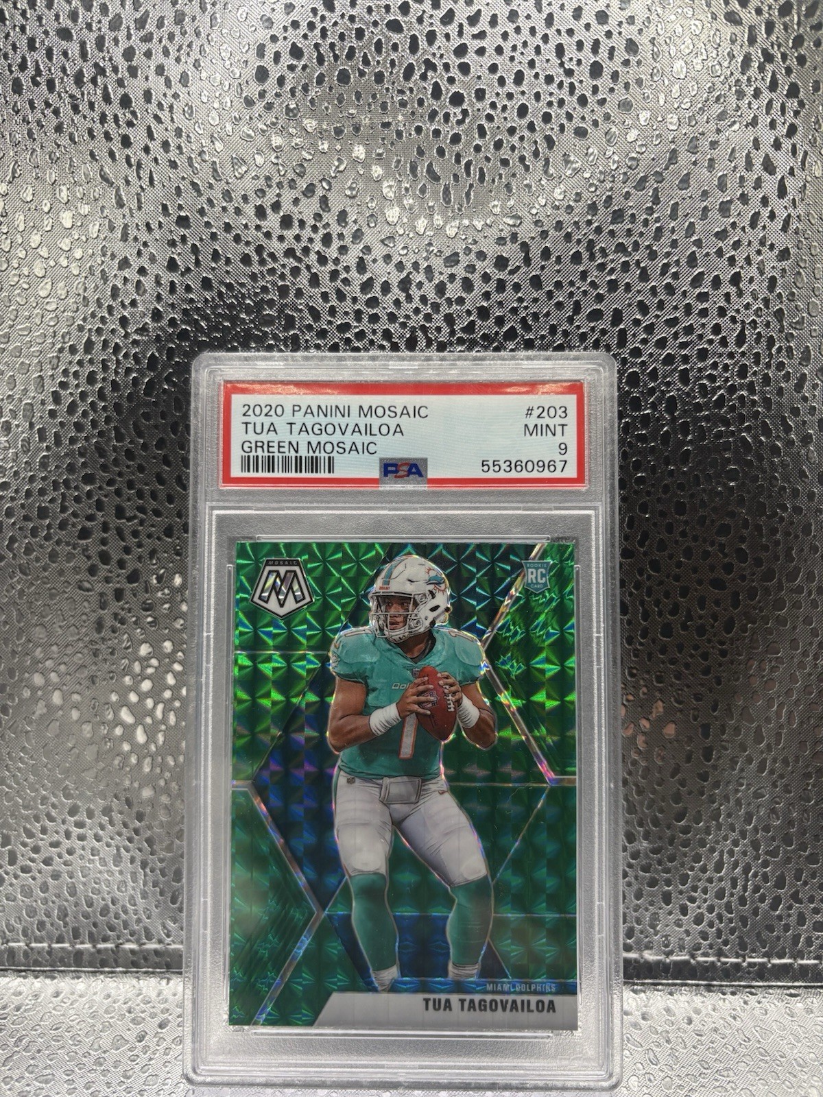 Tua Tagovailoa 2020 Panini Mosaic Rookies #203 Green Mosaic Prizm (RC) PSA 9