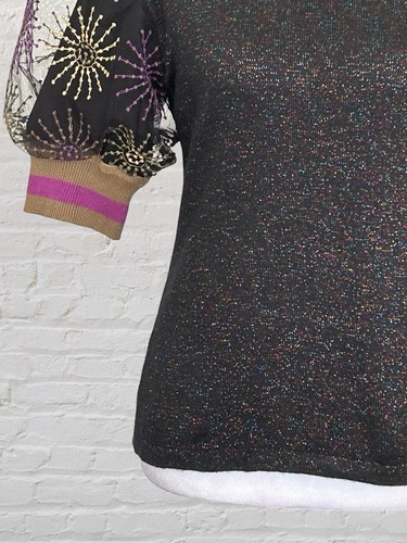 Anthropologie Bl-nk Puff Sleeve Knit Top Sweater Sz S Dark Fairy Whimsigoth - Picture 4 of 11