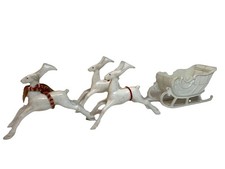 Vintage Christmas Sleigh Reindeer Irwin And Other MCM Holiday Decoration