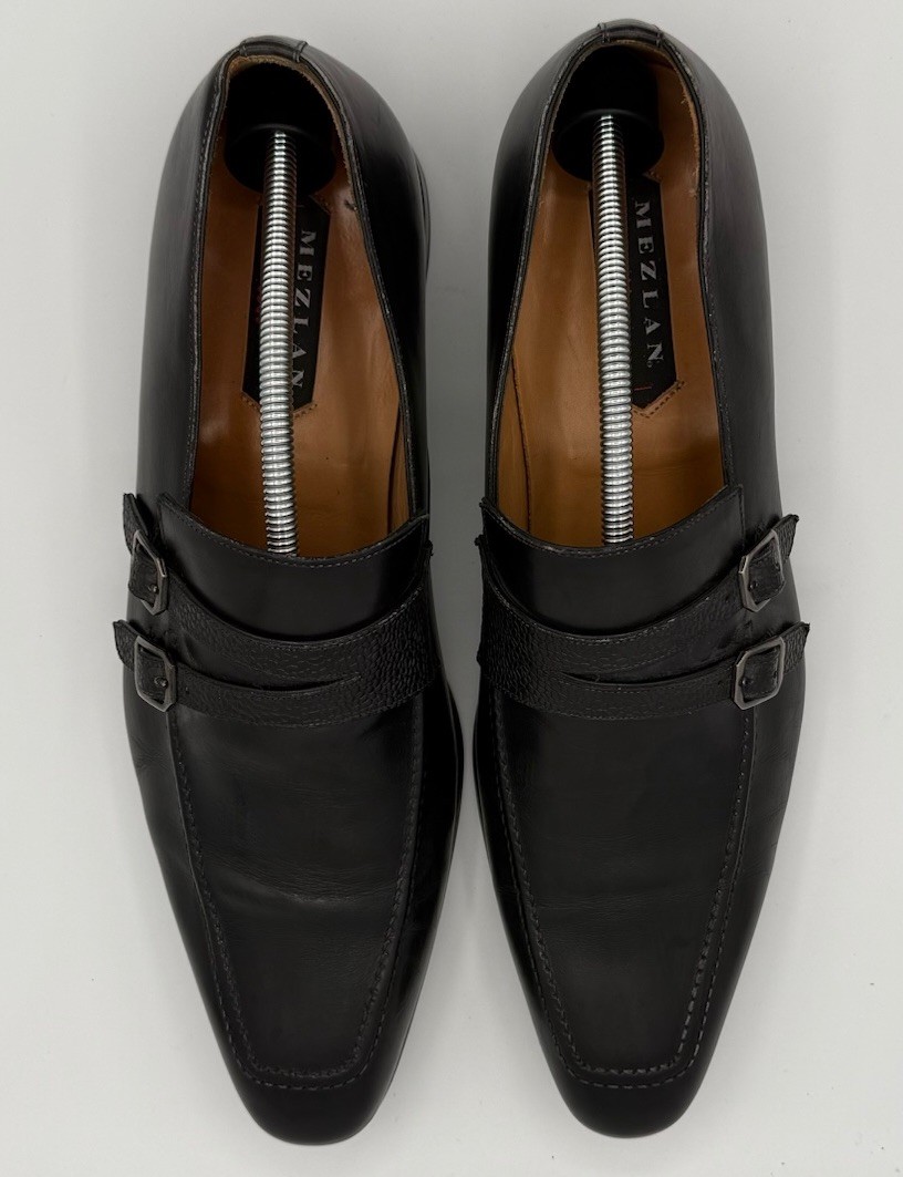 MEZLAN Black Leather Buckle Loafers Handmade In Spain Men display picture 2