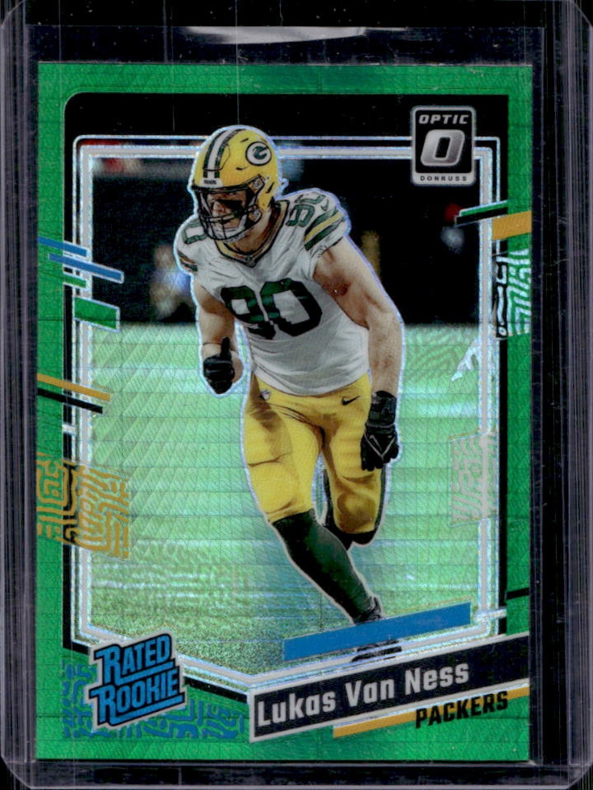 2023 Donruss Optic Lukas Van Ness Green Hyper Prizm Rated Rookie #240 Packers
