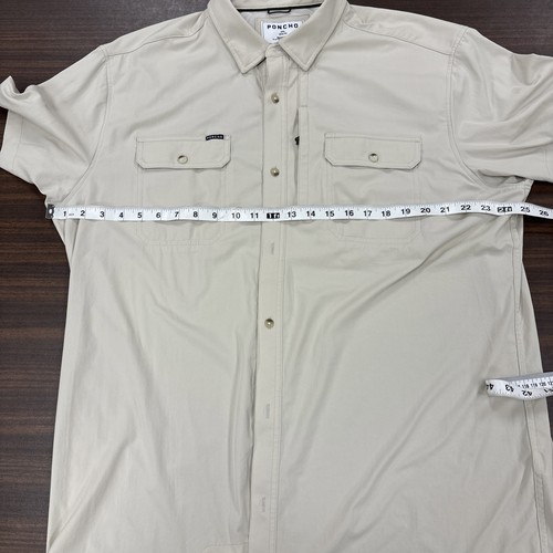 Poncho Shirt Mens 2X Ivory Magnetic Pockets Fishing Lightweight Vented Stretch - Picture 7 of 12