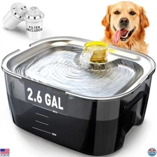2.6 Gallon Dog Water Fountain – Stainless Steel 10L Pet Fountain Cat Fountain