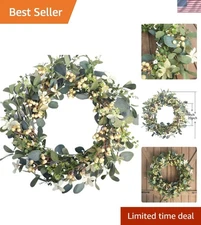 20-Inch Handmade Artificial Eucalyptus Berry Wreath – Ideal for Spring & Summer