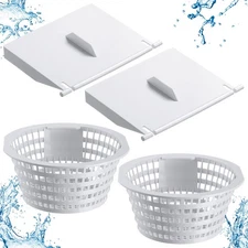 2 Pack 8926 Skimmer Replacement Weir Door Flap and 2 8928 Pool Basket for Above