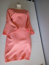 Calvin Klein Women's Sz 4 Peach Blush Coral Sheath Dress Bell Sleeve Modern