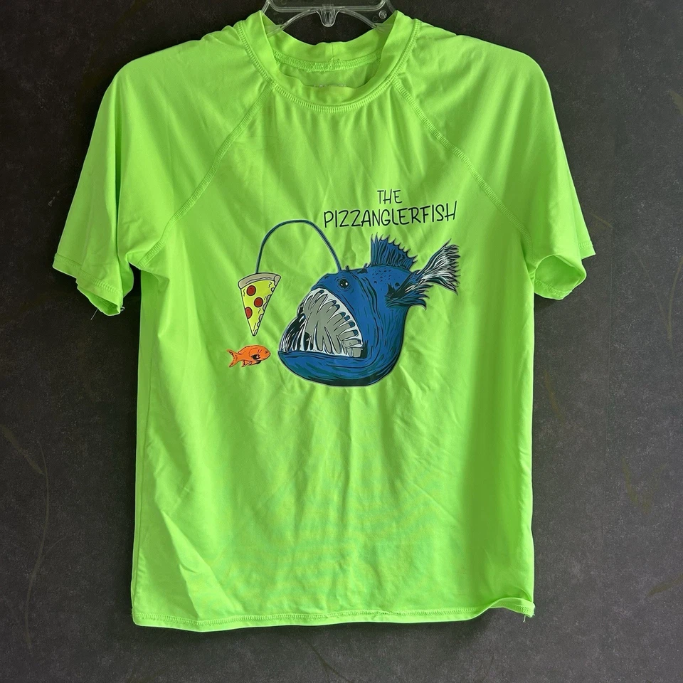 Lands End Talla Grande (12) Pizza Pescador Peces Neón Rashguard Foto 2 de 4