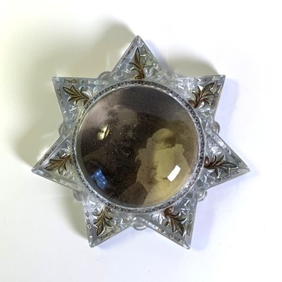 Antique Star Glass Paperweight O. Bertram Stubbs Photo Halifax N.S. 5.75'' wide