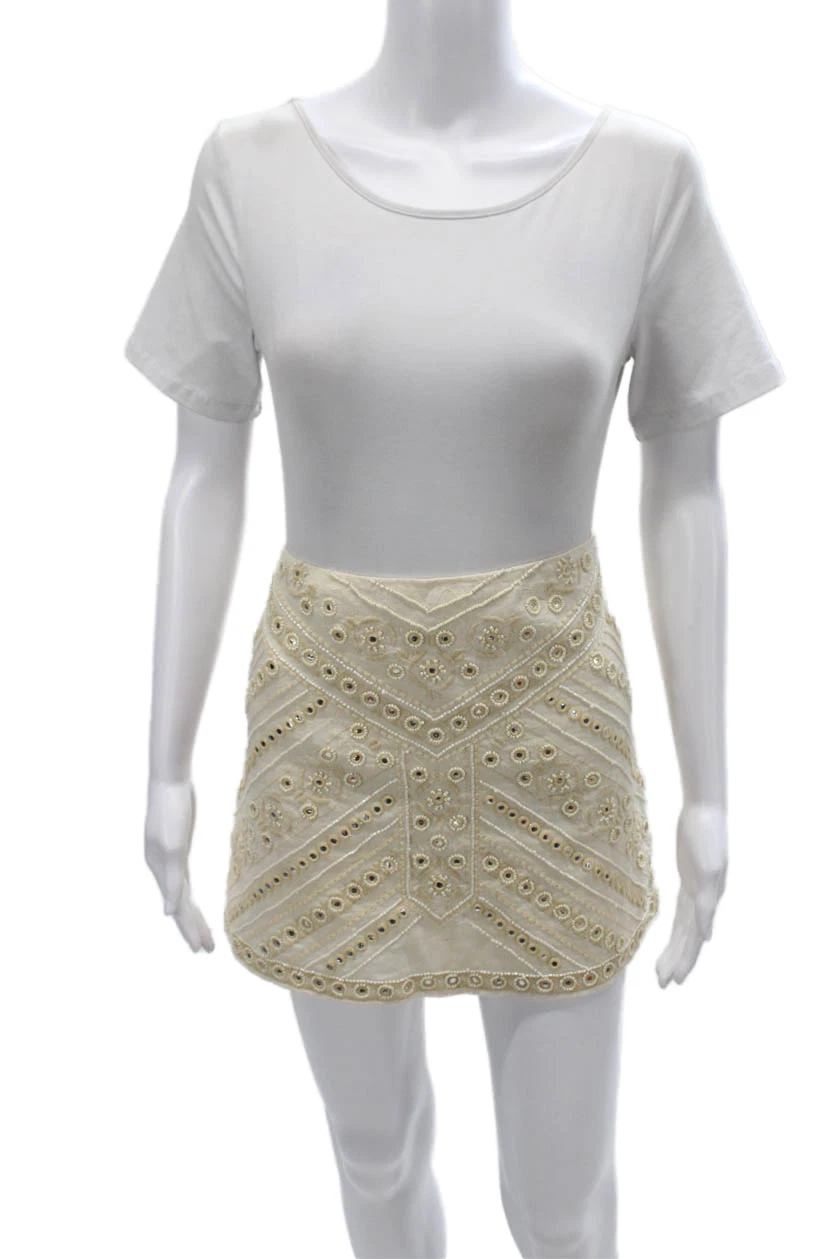 Zara Womens Mini Skirt Ivory Geometric Cotton Zip Spring Size S
Opens in a new window or tab