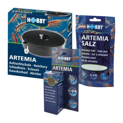 HOBBY Set para cría de Artemia: cáscara de cría + 20 ml de huevos + 195 g de sal nauplia