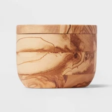 Salt Cellar With Spoon Brown - Threshold: Wooden Pinch Bowl Set, 3.5" 