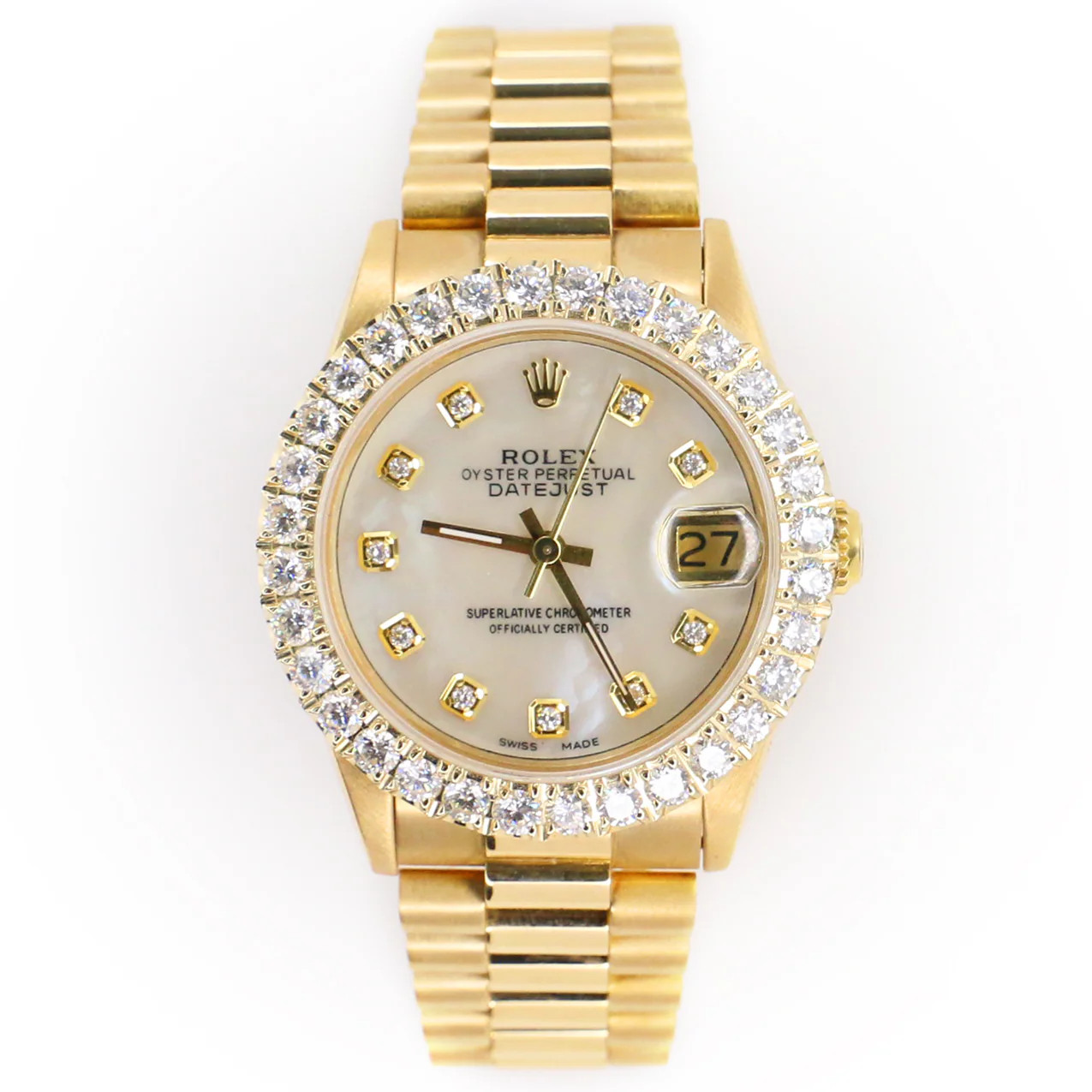 Rolex President Yellow Gold w/Custom 2.25ct