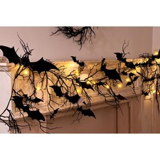 Gothic Halloween Banner: Haunted Bat Dark Dead Branch Halloween Party Banner