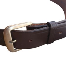 36 Vintage Brown Leather Belt Brass Buckle Made In USA 1980's Textan Raw