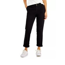 Tommy Hilfiger Women's Black Flex Hampton Chino Straight Leg Cuffed Pants Size 2