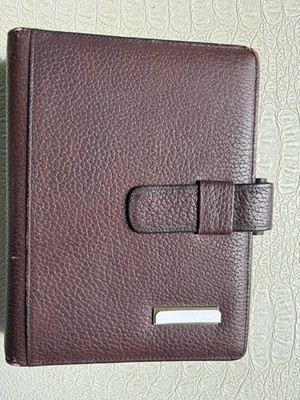 VTG 90s Day-Timer Planner Binder Cover Brown Pebbled Leather 7-Ring Personalized