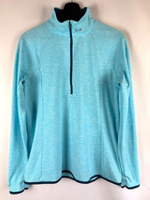 Under Armour Women's Blue 1/4 Zip Thumbhole Fitted Fitness Pullover Large L