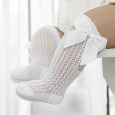 Baby Girl Bow Knee High Socks Cotton Mesh Princess Socks 0-36 Months