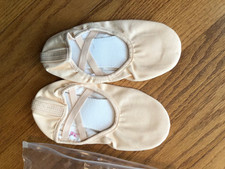 New Girls Tiejian Beige Canvas Leather split Sole Ballet Dance Shoes Big Girls 5