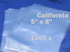 Lot of 1000 Piece Heat Shrink Wrap Film Flat Bags 5x8 Candles PVC 5" x 8"