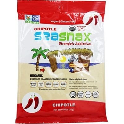 Seasnax spicy chipotle seaweed snack 0.54oz nogmo (609722798808)