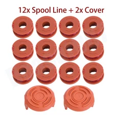 12x Replacement Spool Line String Trimmer Weed Eater ＆ 2x Cap For Worx WA0010