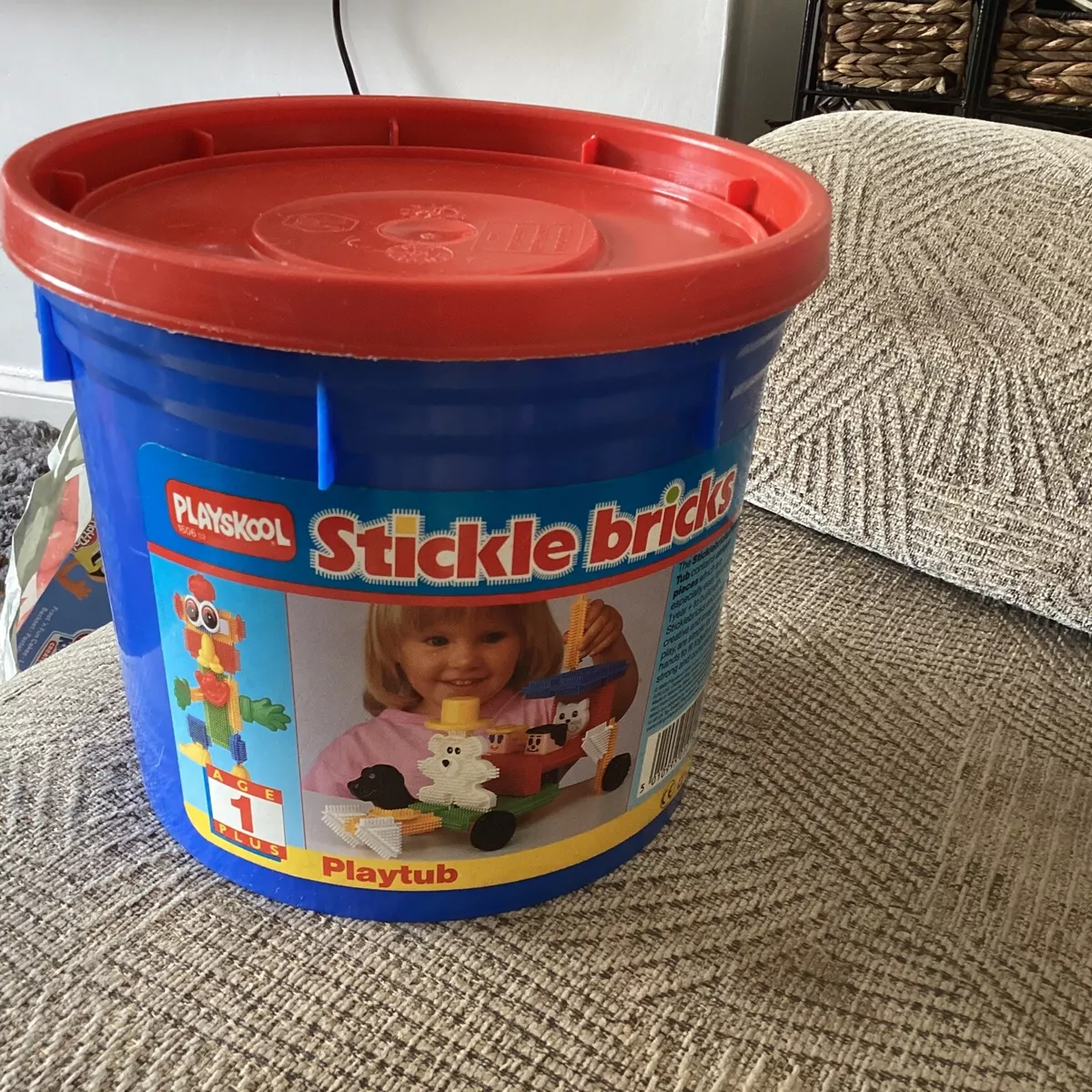 Playskool Stickle Bricks Blocks Vintage bucket mix 70 Pieces Rare