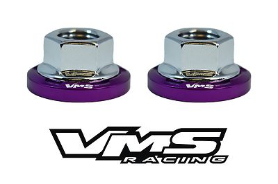 #ad 2 VMS RACING STRUT TOWER DRESS UP PURPLE WASHERS amp; SILVER FLANGED NUTS FOR HONDA $16.88