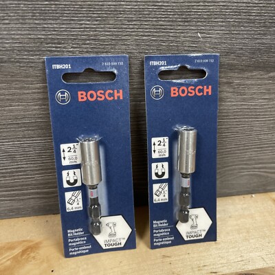 2 Pack BOSCH ITBH201 2 1/4  Impact Tough Magnetic Bit Holder New