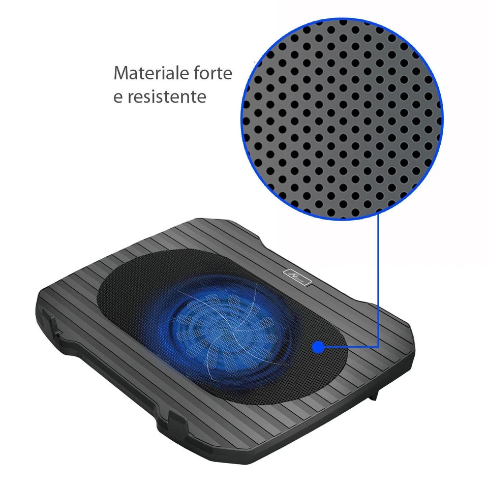SUPPORTO DISSIPATORE CON VENTOLA DI RAFFREDDAMENTO PC PORTATILE NOTEBOOK K-15 - Immagine 2 di 4