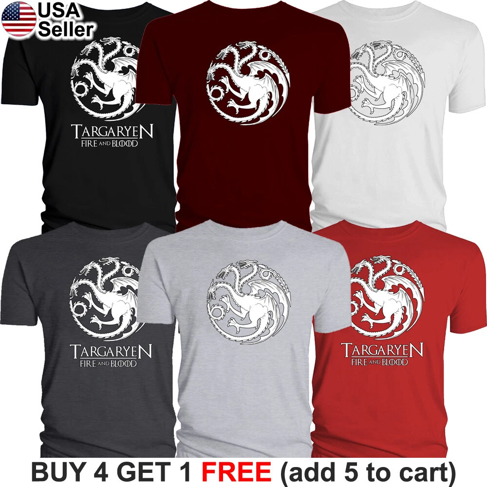 Thrones Targaryen T-Shirt House Fire Blood Dragons GoT Dragon | eBay