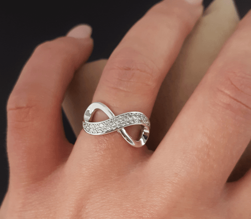 Edler Infinity Ring Silber Versilbert Silberring Yüzük Zirkonia Damen Gümüs - Bild 2 von 2