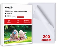 200 Sheets Koala Double Sided Glossy Inkjet Printer Photo Paper 8.5x11 42lb HP