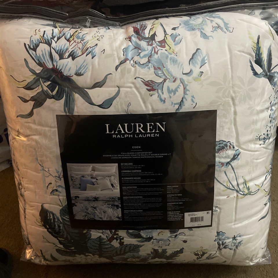 LAUREN RALPH LAUREN Eden Botanical 3 piece QUEEN COMFORTER SET 100