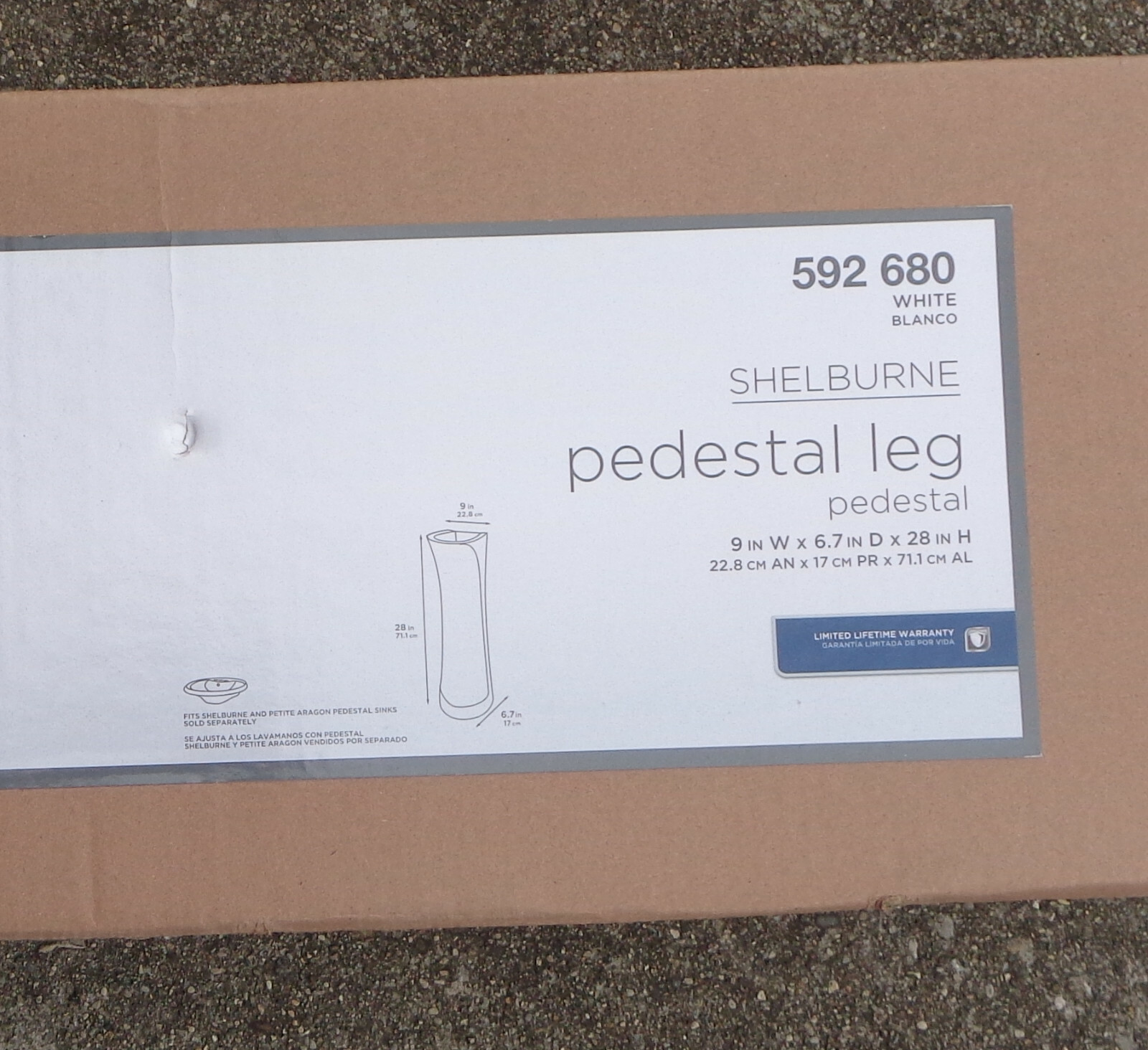 Glacier Bay Shelburne Bathroom Sink Pedestal Leg Fits Petite Aragon NEW