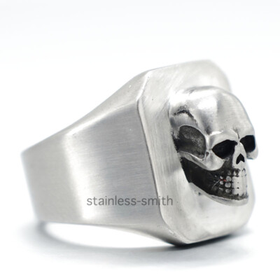 Mens Gothic Biker Skull Ring For Men Stainless Steel Size 7 8 9 10 11 12 13 15