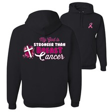 My God is Stronger Than Breast Cancer Paint Splatter Cross Unisex Hoodie