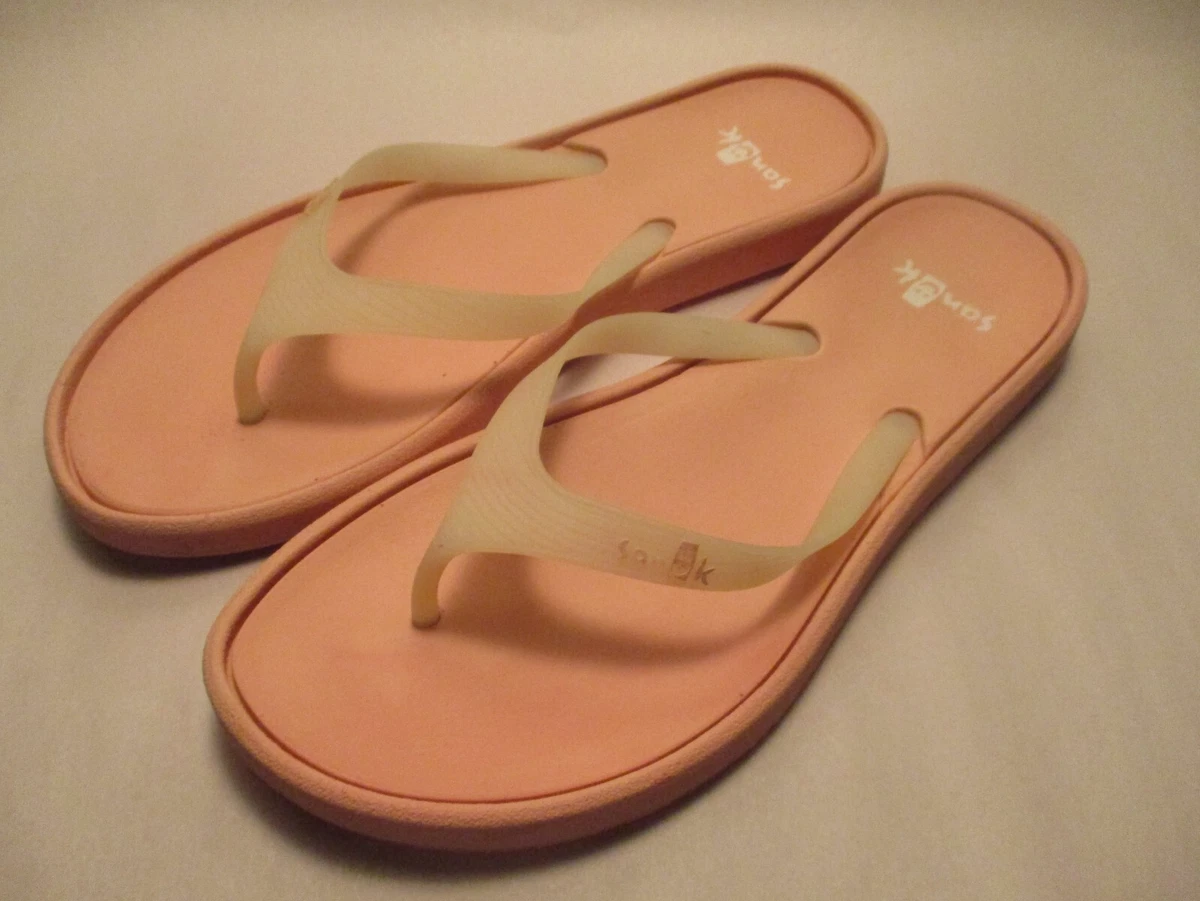 Sanuk Sidewalker Womens size 11 Peach Color Cushioned Flip Flop