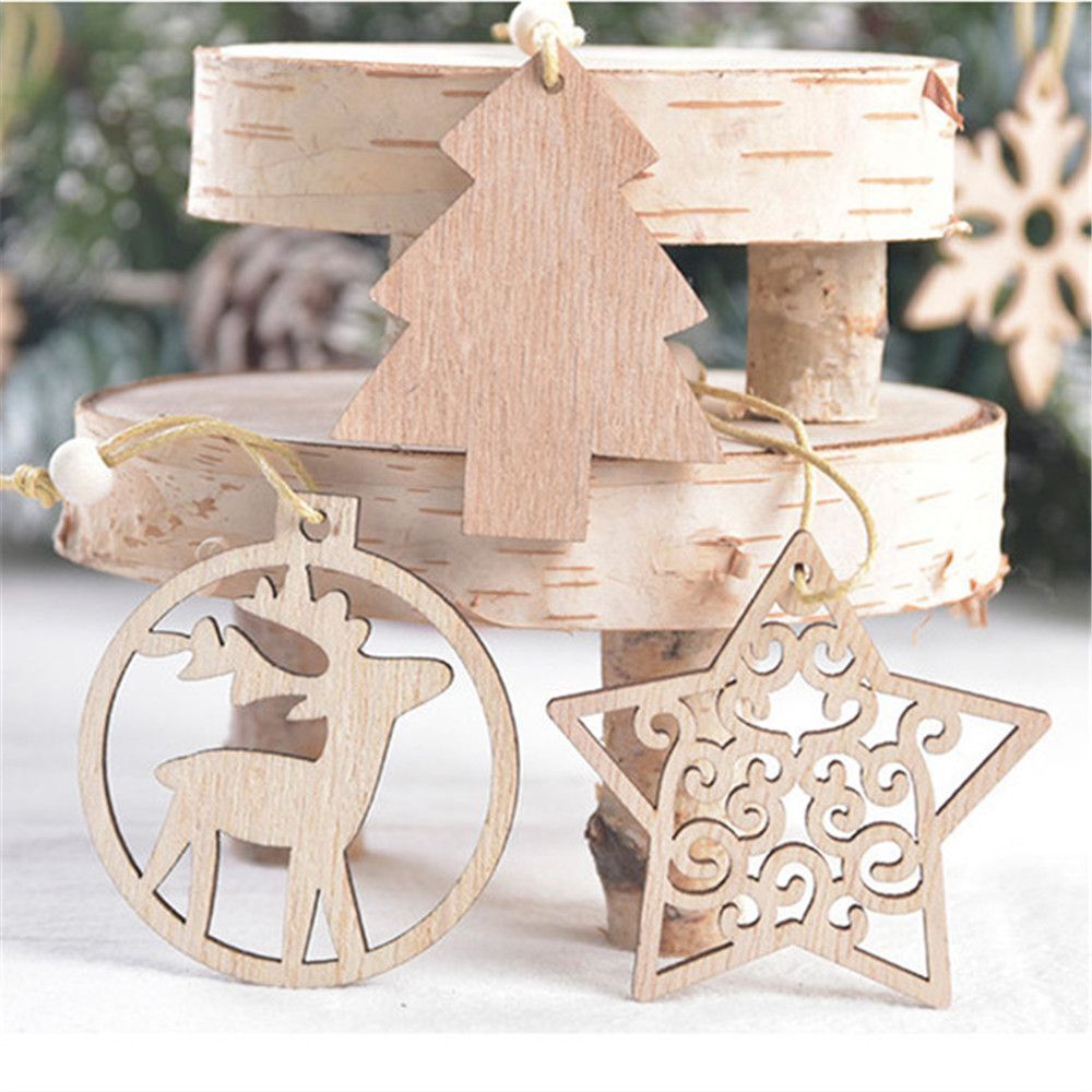 DIY Hanging Ornaments Wooden 12pcs/box Xmas Tree Hanging Christmas Pendant eBay