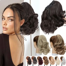 Extra Thick Real Claw on Ponytail Clip Hair Extensions Curly Pony Tail As Human