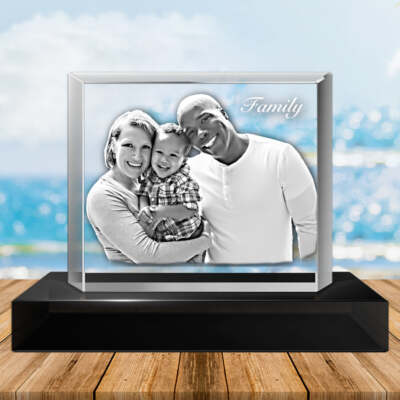 3D Kristall Fotoblock - personalisiertes Foto und Text - groß - wertvolles Geschenk