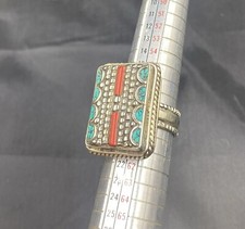 Tibetan Turquoise Coral Handmade Nepali Ring
