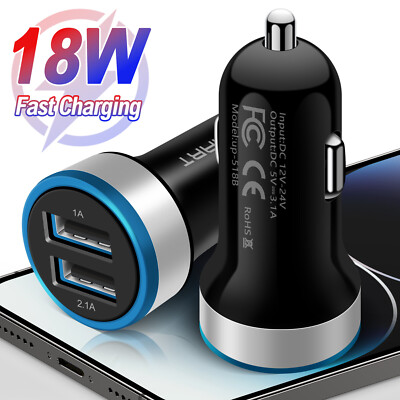 18W Dual Port Car Charger Adapter Plug For iPhone 16 Pro Max Google Pixel 9 8 7