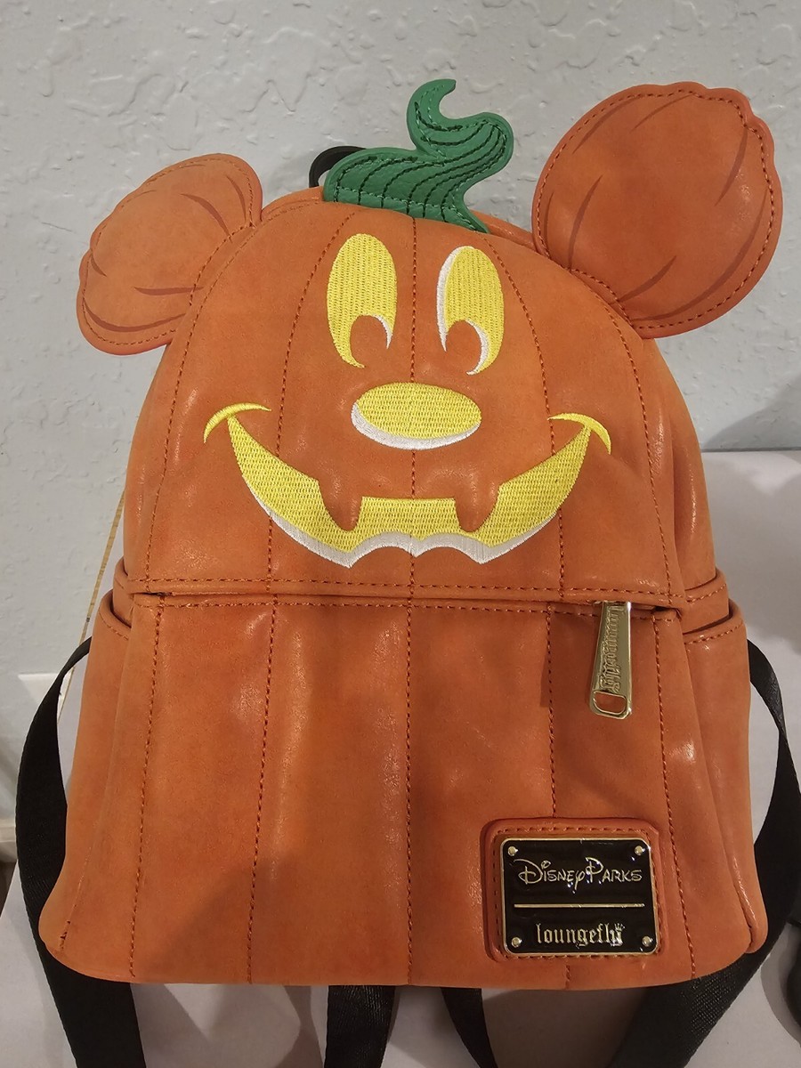 disney mini backpack 2019 Disney Parks Loungefly Pumpkin Mini Backpack Orange Mickey Mouse 2019  Halloween