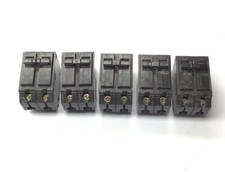 LOT OF 5 GENERAL ELECTRIC E-11592 THQL 20A 2 POLE CIRCUIT BREAKERS 240 V