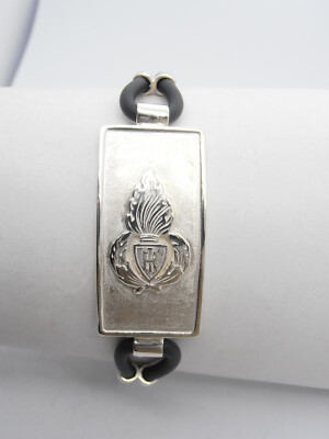 Cozzi Gioielli Polizia Penitenziaria Sterling Silver 925 & Rubber Bracelet