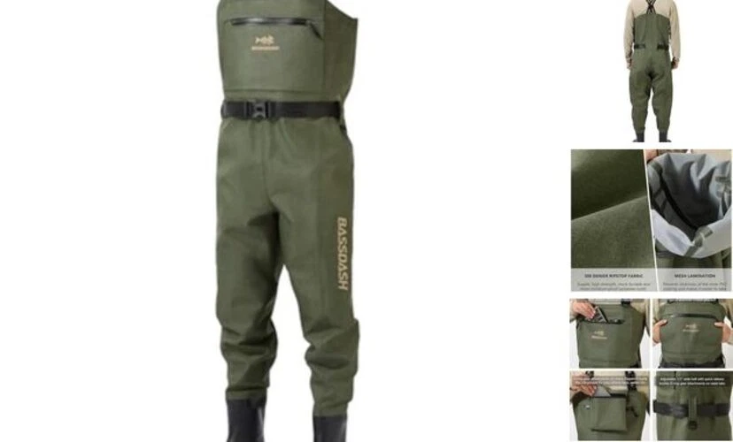 Men’s PVC Chest Wader Ripstop High Strength Boot Medium, Boot 8 Heather Green